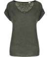 SP321 Spasso Ladies V Neck Linen T-Shirt organic khaki colour image